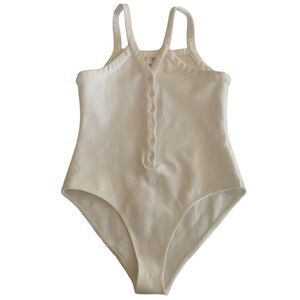 Six.Crisp.Days Nasty Gal Knit Button Down Bodysuit White Size Medium